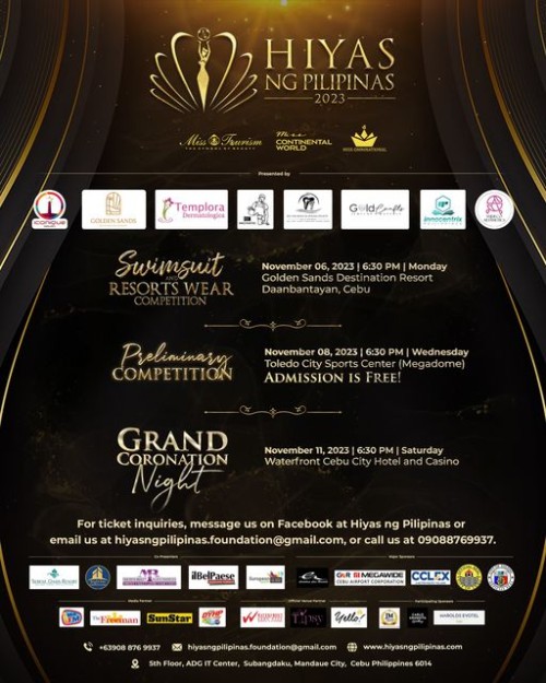 WITNESS ALL EVENTS AND SUPPORT YOUR FAVORITE CANDIDATE, SUPPORT HIYAS NG PILIPINAS 2023!